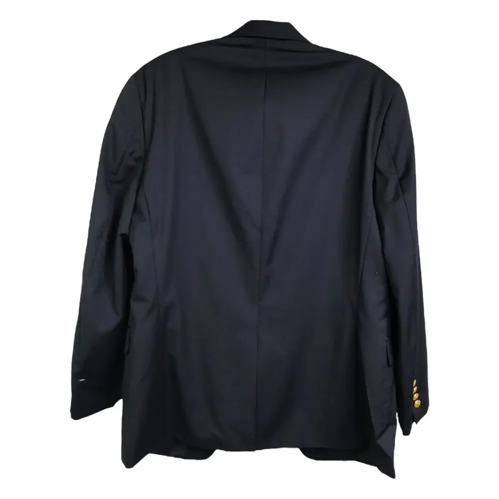 Lauren‎ by Ralph Lauren Blazer Mens 40S Blue Wool Gold Button Front Coat Jacket